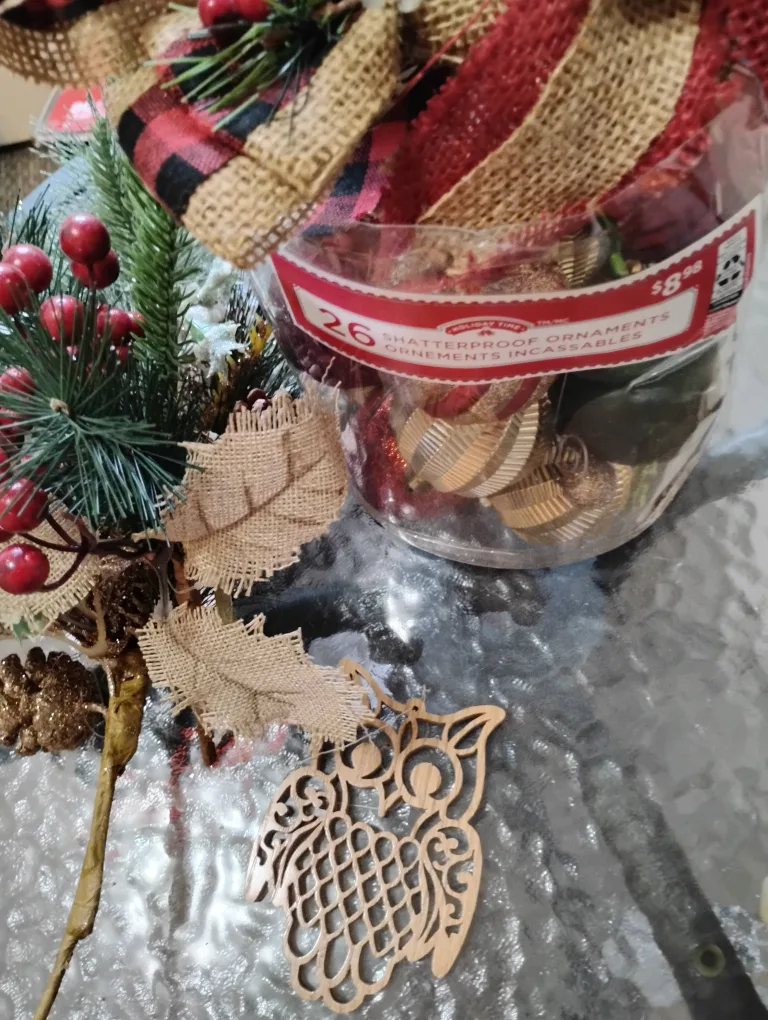 Holiday Time 4-ft Pre-Lit Pine Tree & Ornaments image indicator(3)