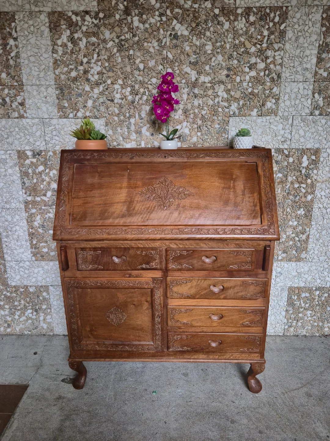 Vintage Solid Wood Drop-Down Secretary Desk thumbnail