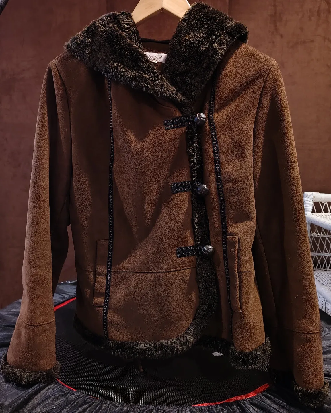 Jessica Brown Suede faux fur coat