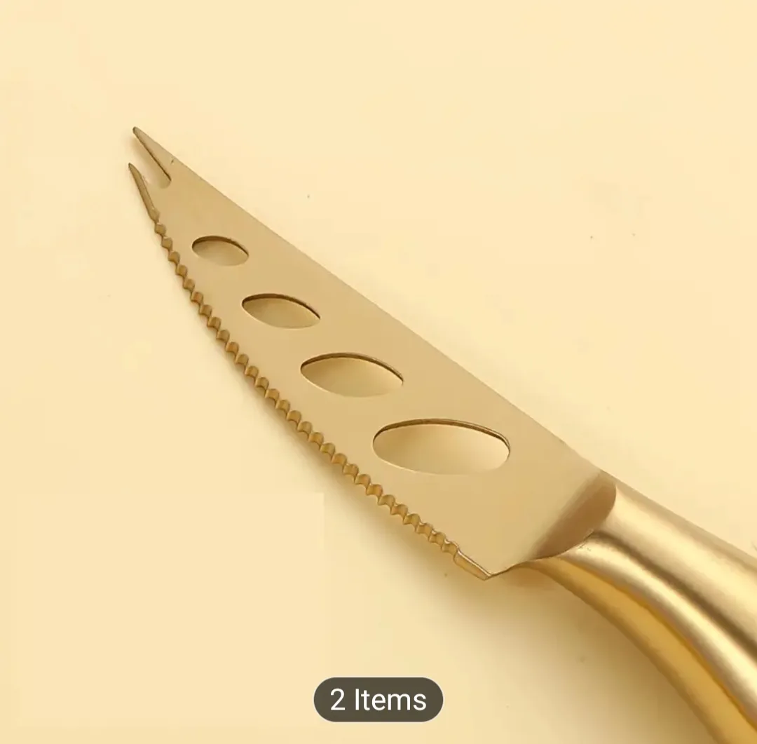 2pcs Golden Cheese Knife Set image indicator(2)