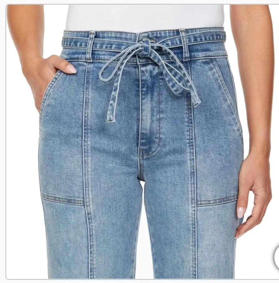 NWT Women's Hudson Wide Leg Belted  Denim Jeans image indicator(2)