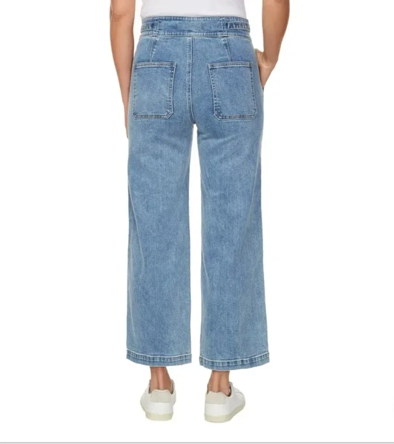 NWT Women's Hudson Wide Leg Belted  Denim Jeans image indicator(3)