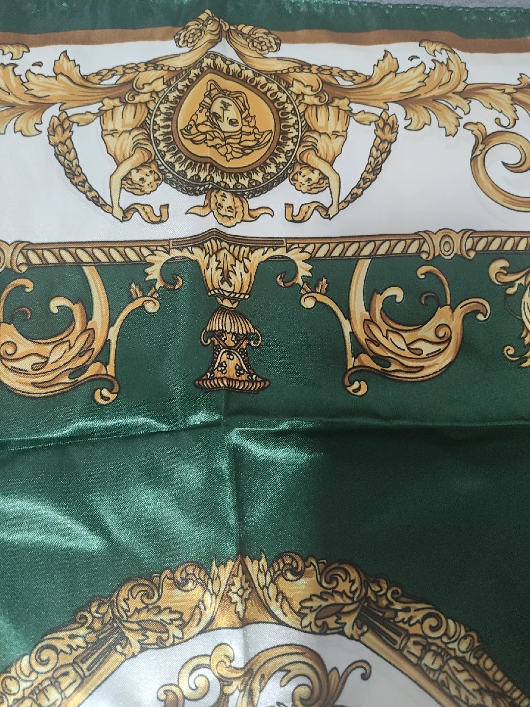 Green & Gold Patterned Scarf - New image indicator(3)