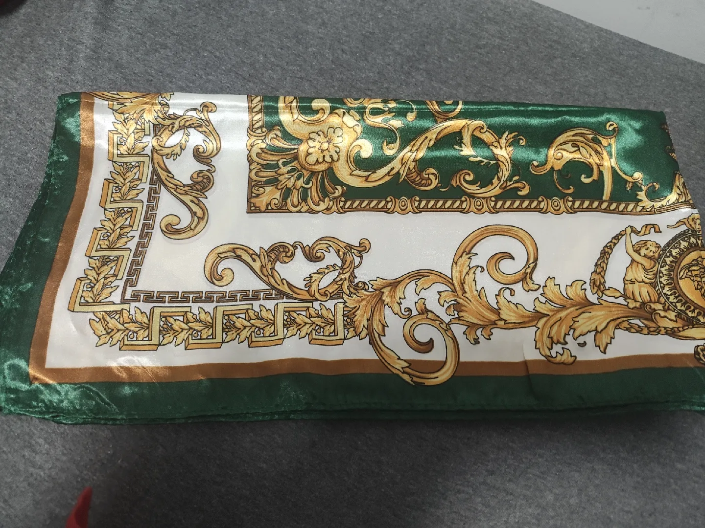 Green & Gold Patterned Scarf - New image indicator(8)