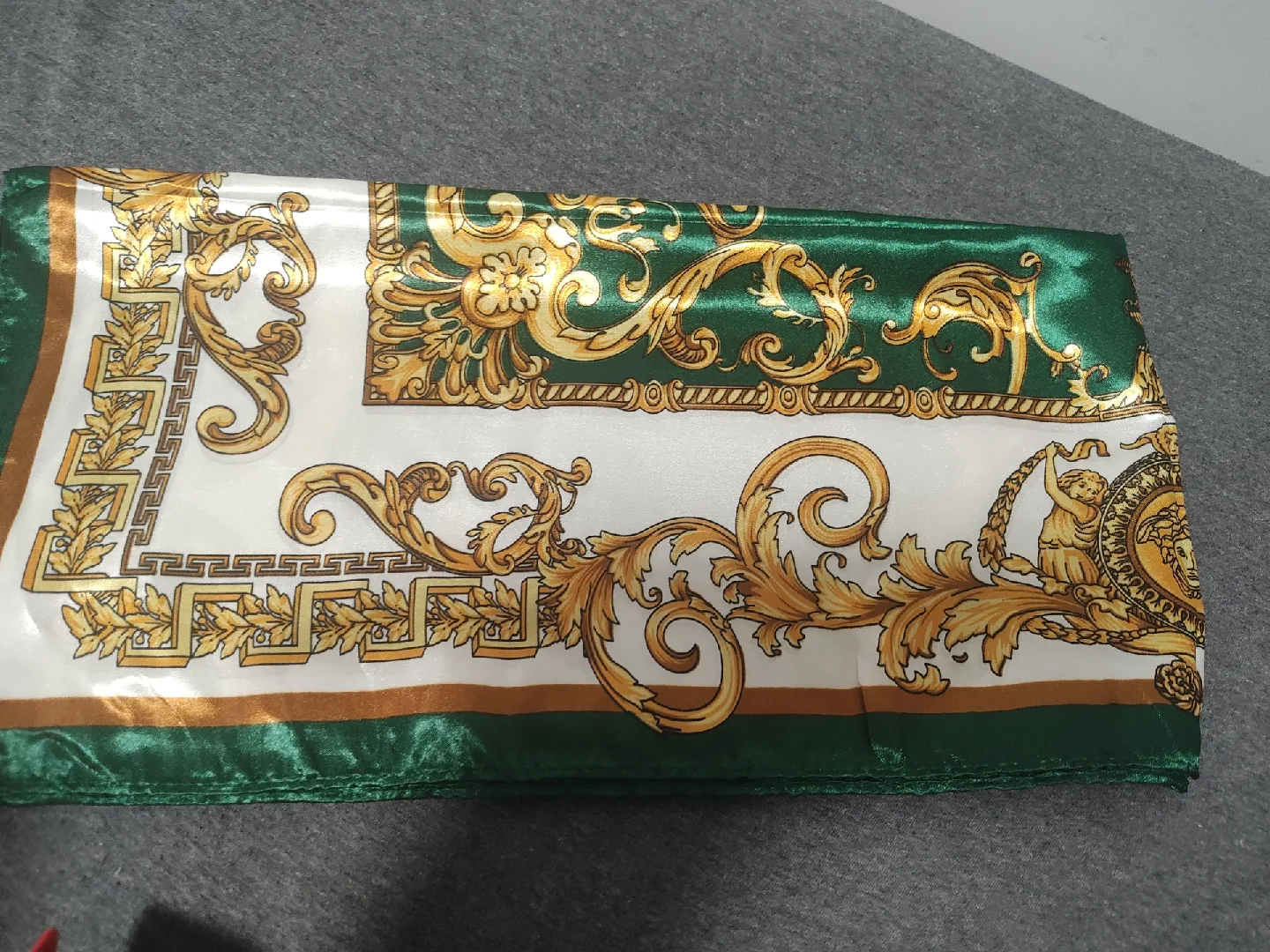 Green & Gold Patterned Scarf - New image indicator(9)