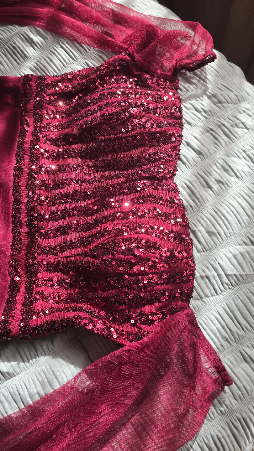 Burgundy Sequin Top Formal Dress XL / Size 10 - photo 3