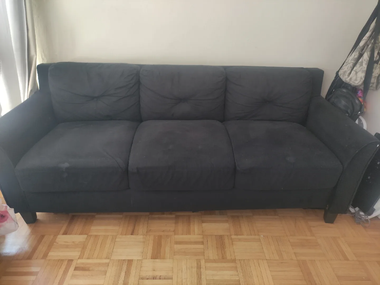 Black Three-Seat Sofa thumbnail