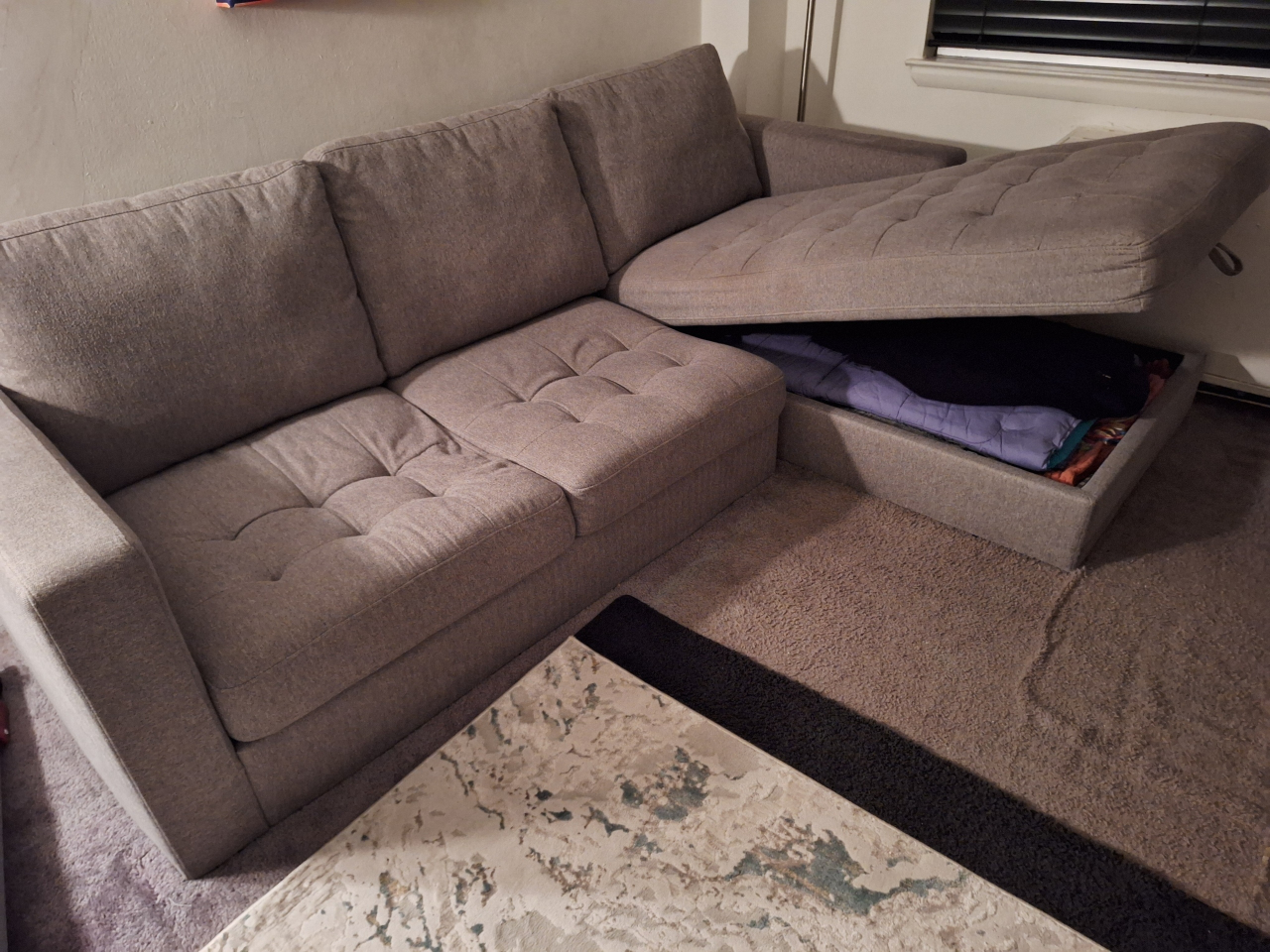 Light Gray Sectional Sofa with Storage - photo 2