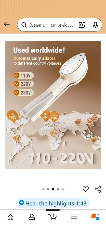 Jack & Rose Press Iron Travel Garment Steamer image indicator(7)