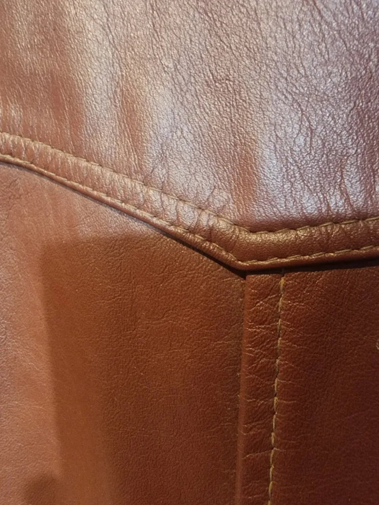 Vintage Brown Leather Jacket With Real Fur Lining. image indicator(4)