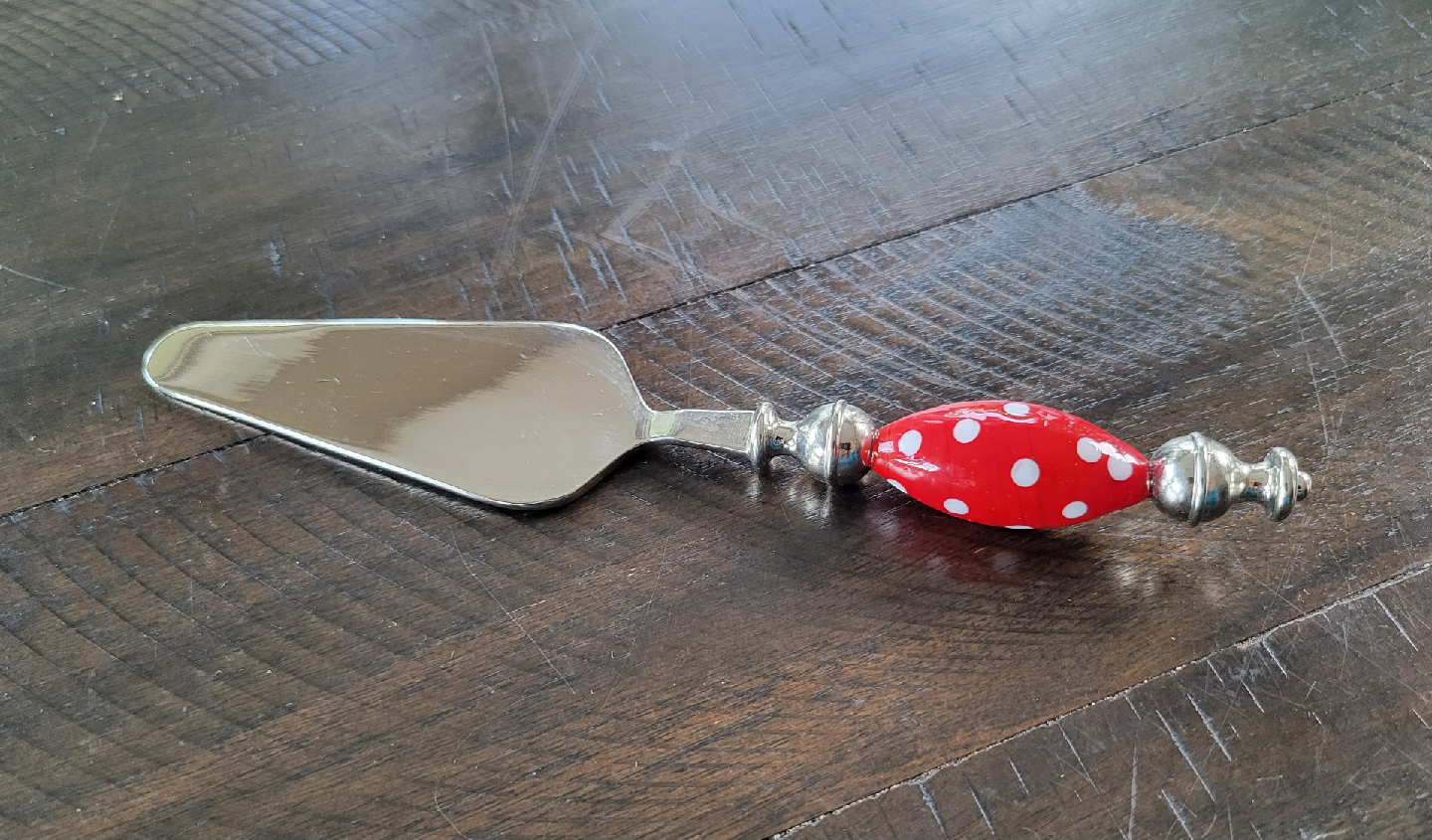 8" Pie or Cake Server W/Ceramic Red Polka Dot Handle