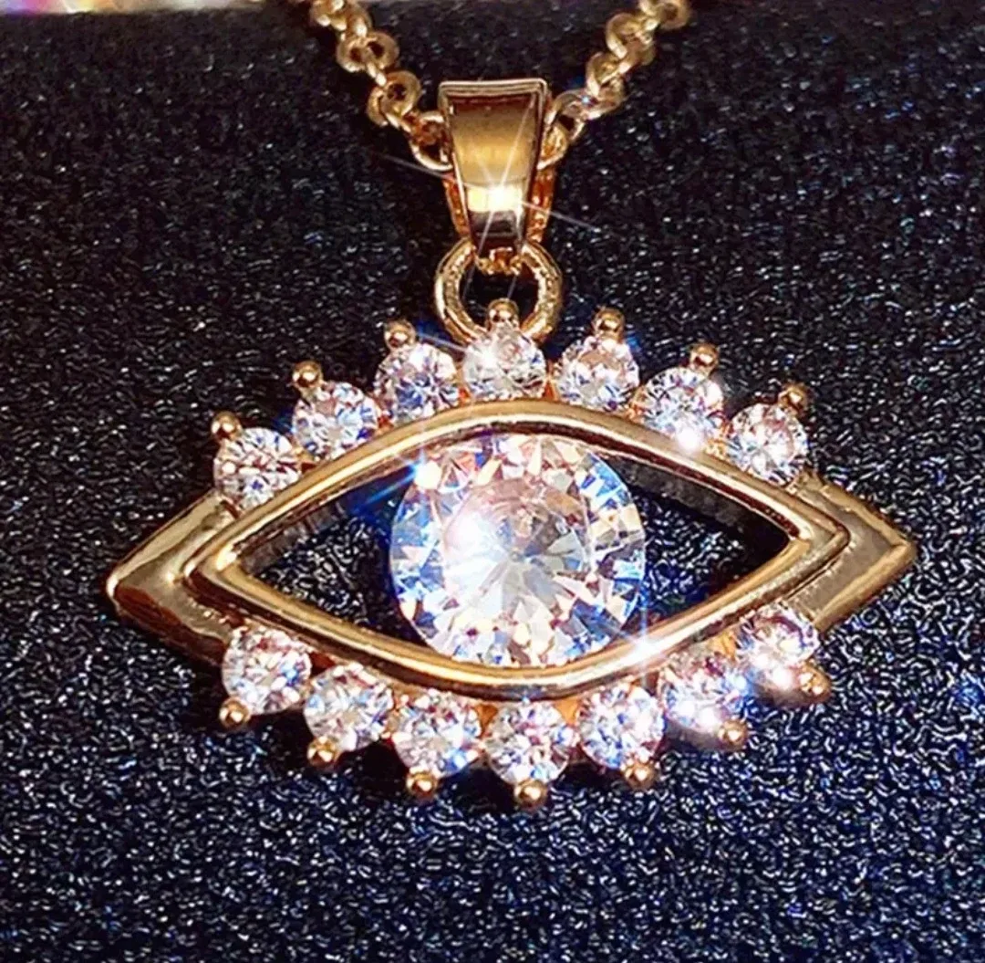 Evil Eye Gold Necklace with Rhinestones image indicator(3)
