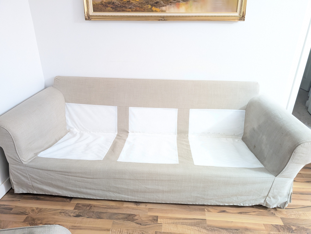 Beige Sofa with Slipcover - photo 3