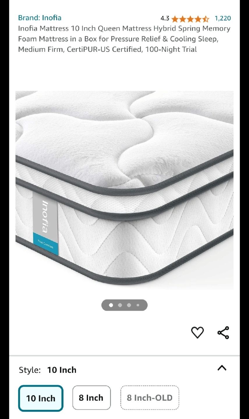 Inofia 10 Inch Queen Hybrid Mattress