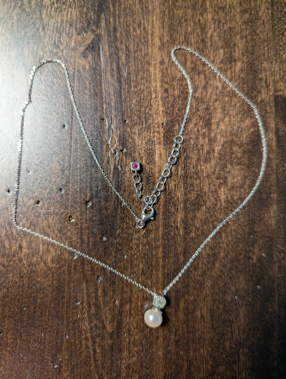 Elle - Silver 925 Necklace with Pearl and Ruby image indicator(2)