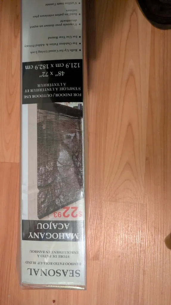 Seasonal Mahogany Bamboo Patio Roll-Up Blind 48"x72" thumbnail