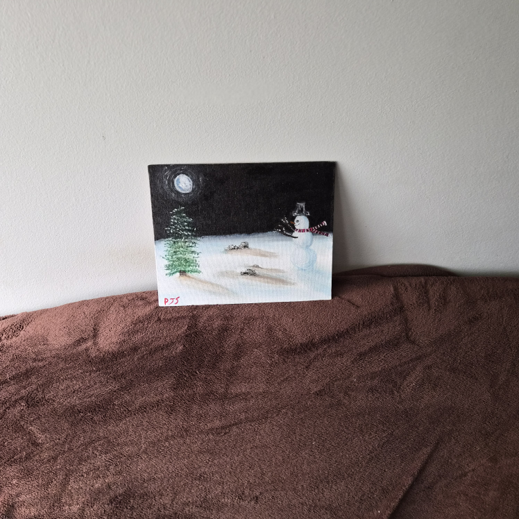 Snowman Hand Painted Cardstock Canvas cardstock, Canvas