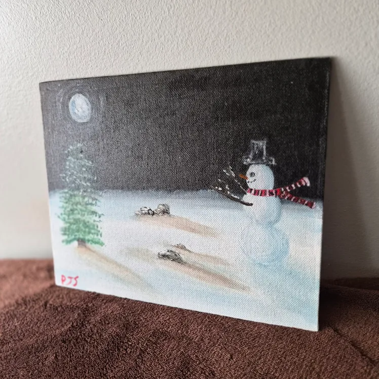 Snowman Hand Painted Cardstock Canvas cardstock, Canvas image indicator(5)