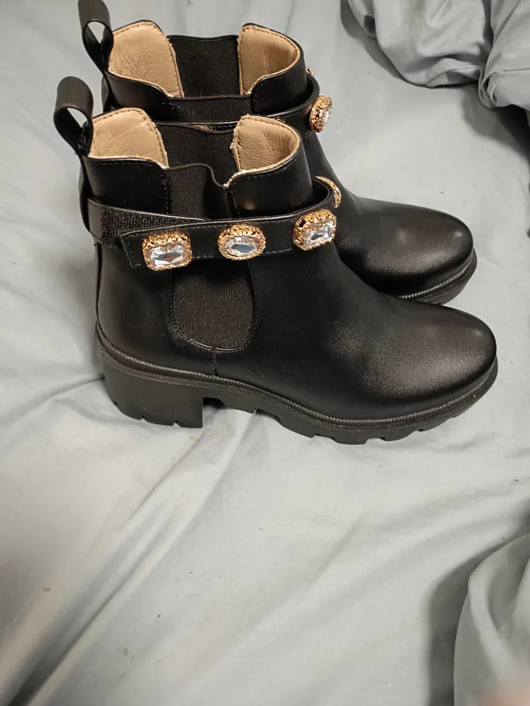 Steve Madden Black Jeweled Ankle Boots image indicator(3)