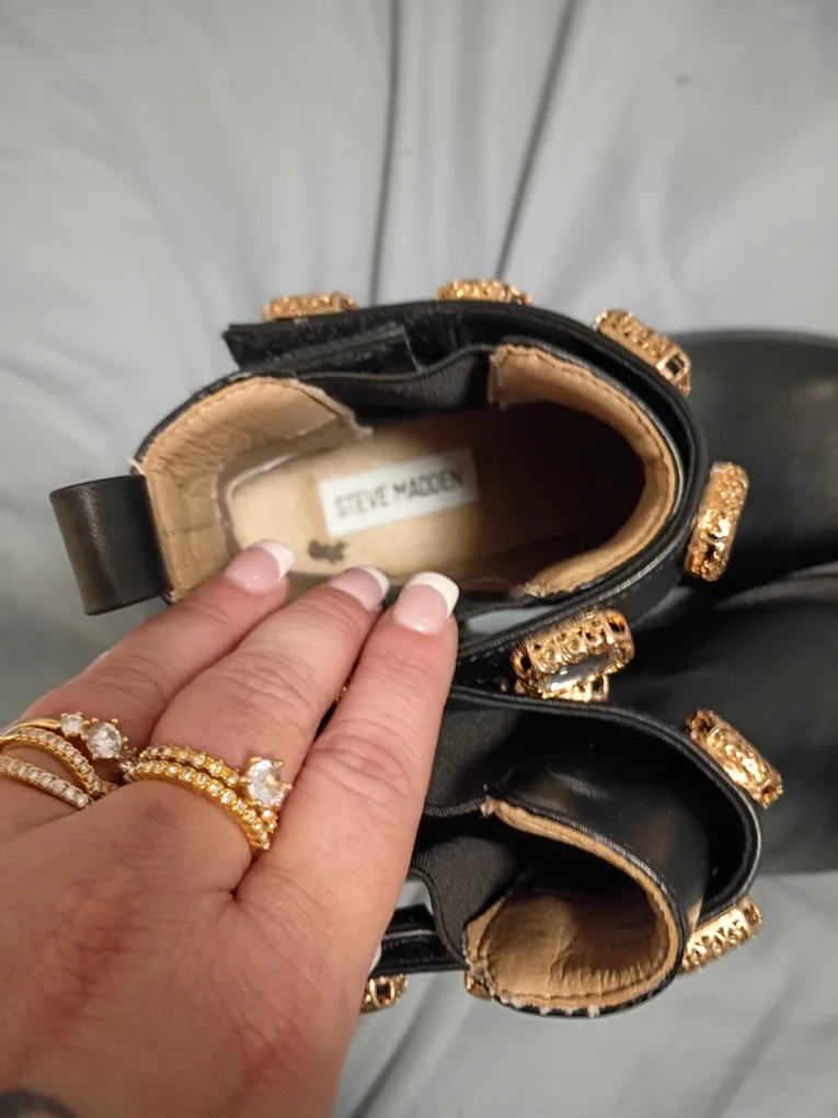 Steve Madden Black Jeweled Ankle Boots image indicator(5)