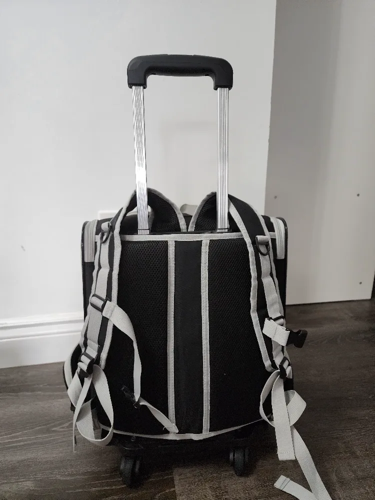 Rolling Pet Carrier Backpack - Black & Grey image indicator(4)