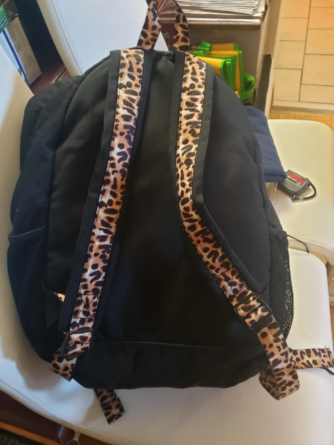 PINK Black Backpack with Leopard Straps 🥕 image indicator(2)