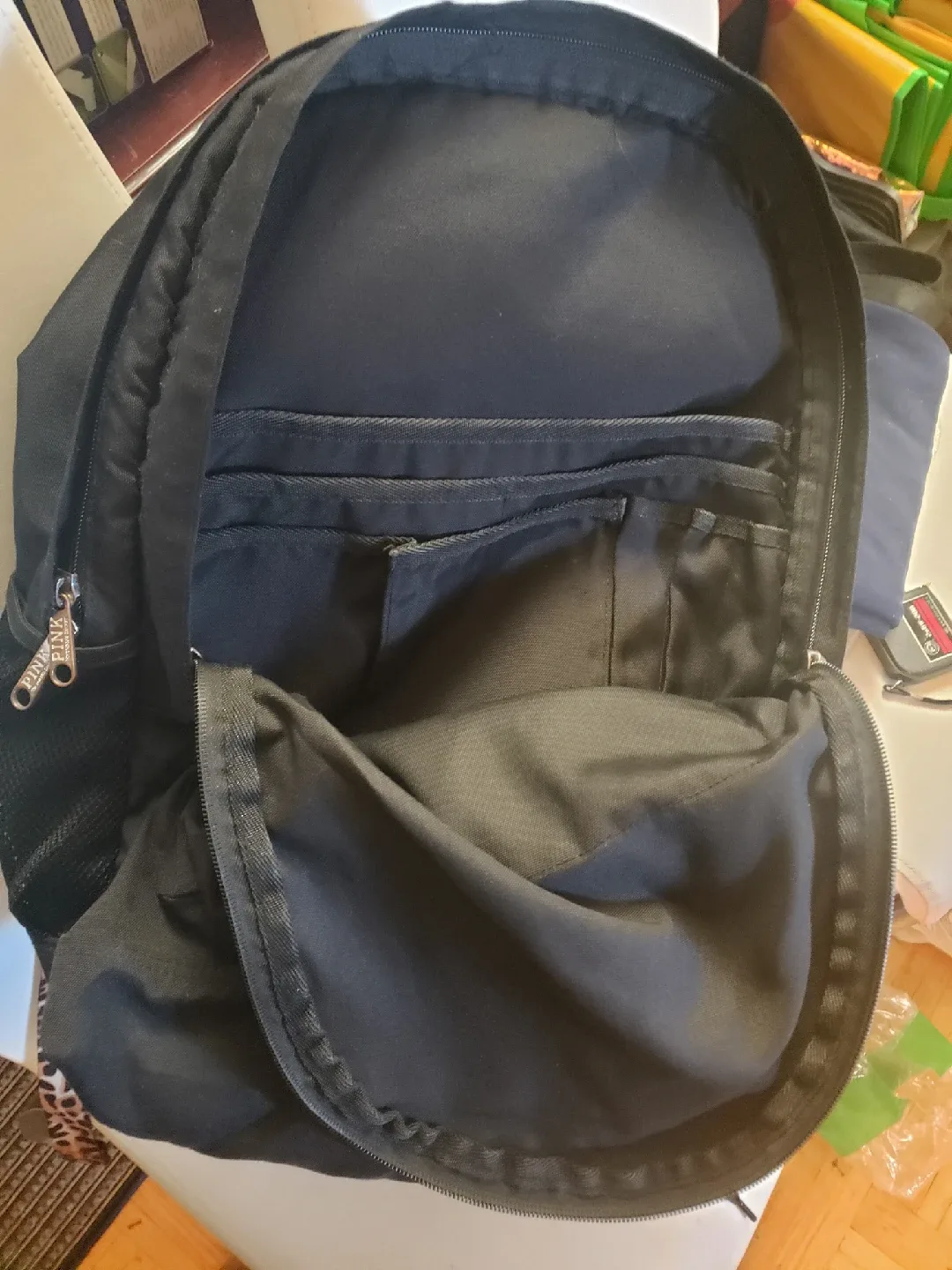 PINK Black Backpack with Leopard Straps 🥕 image indicator(4)