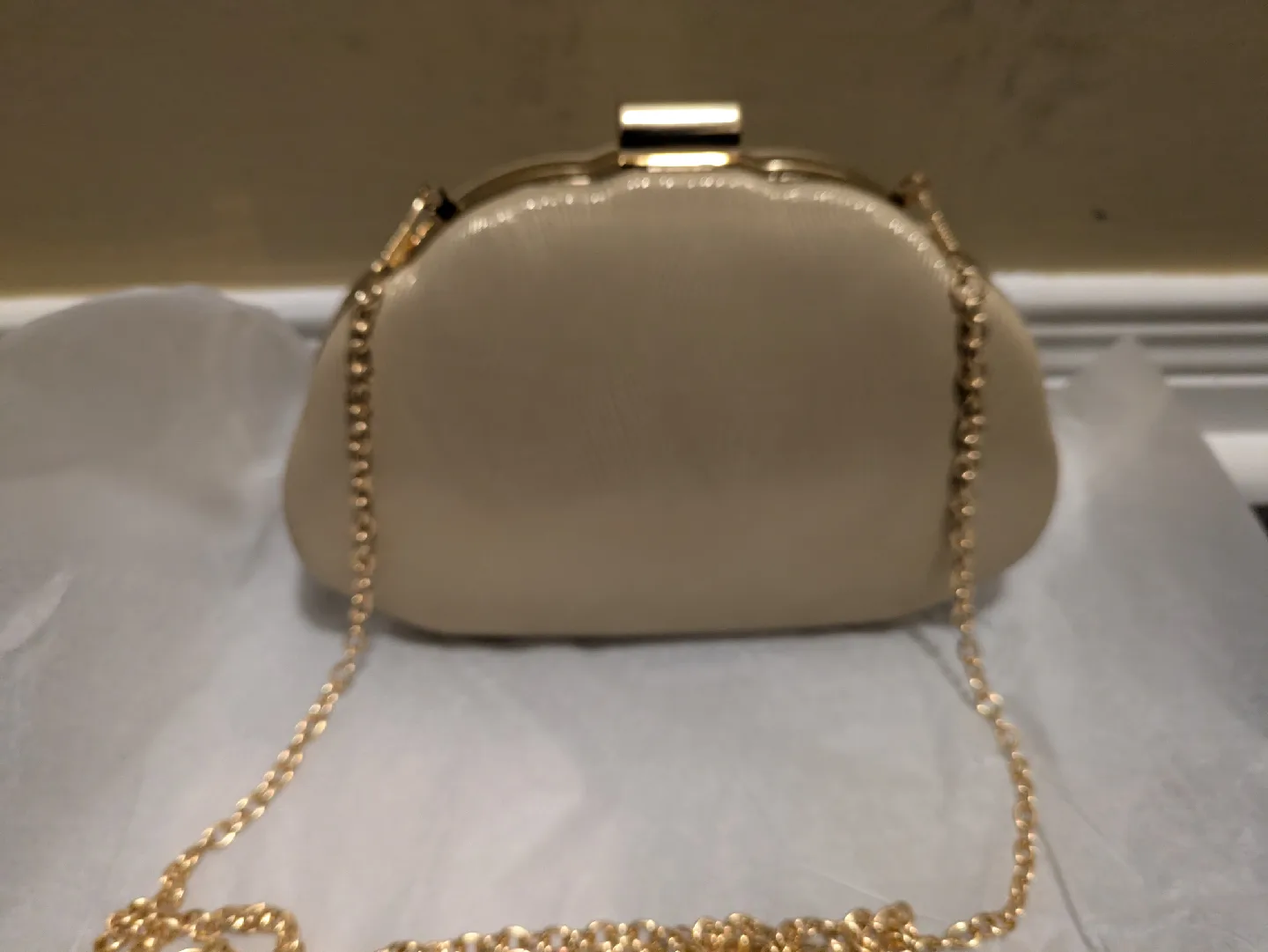 brand new Gold Clutch Purse with Chain Strap image indicator(6)