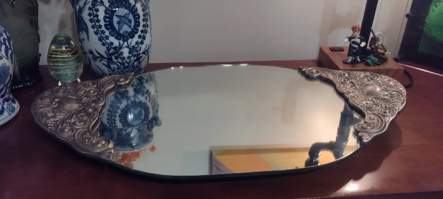 Vintage Ornate Silver Vanity Tray image indicator(2)