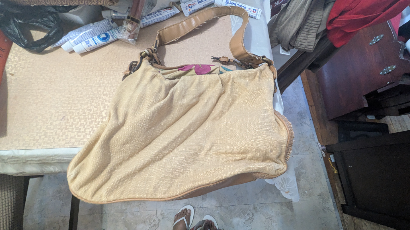 Fossil Tan Woven Hobo Bag