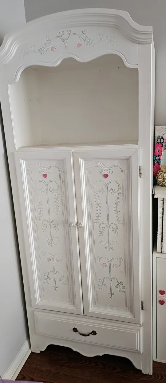White Corner Cabinet with Floral Design thumbnail