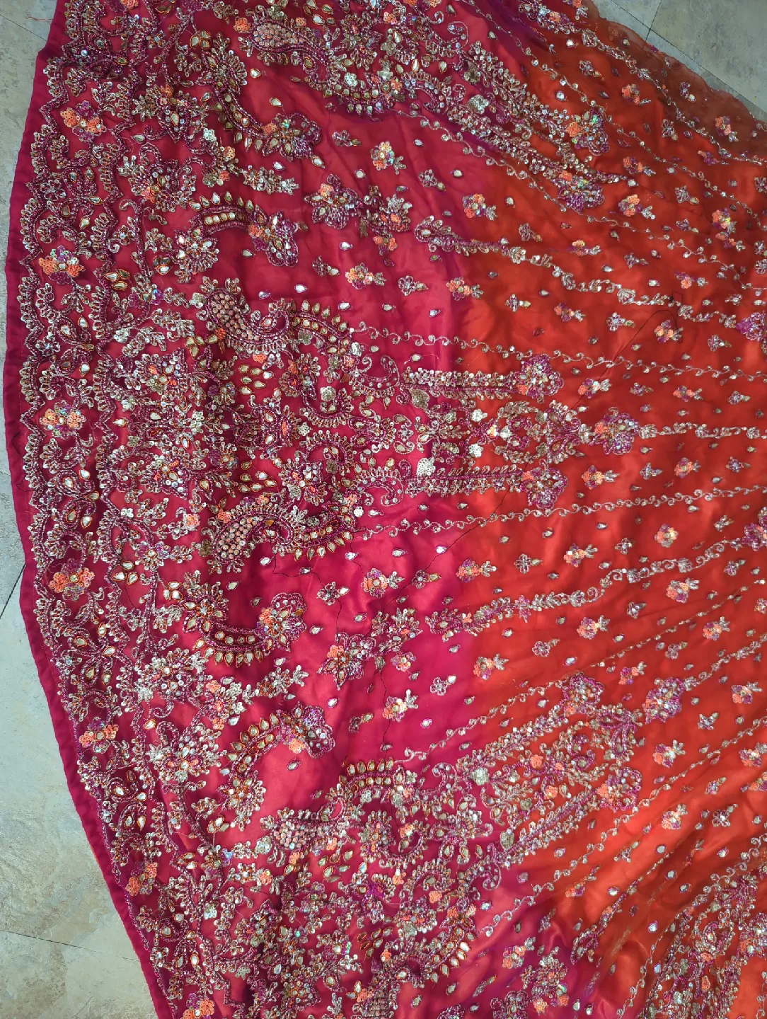 Red & Orange Embellished Lehenga Set image indicator(3)