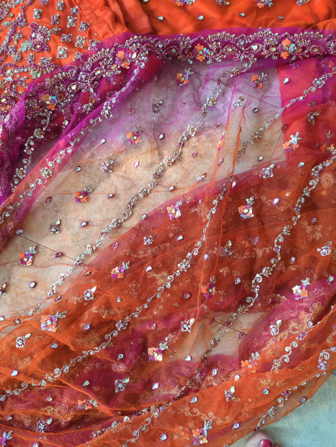 Red & Orange Embellished Lehenga Set image indicator(4)