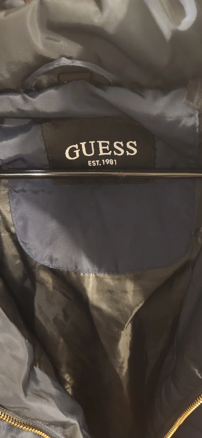 Guess Puffer Coat with Faux Fur Hood