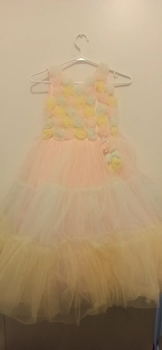 Pastel Pink & Yellow Flower Girl Dress.5-7yrs image indicator(10)