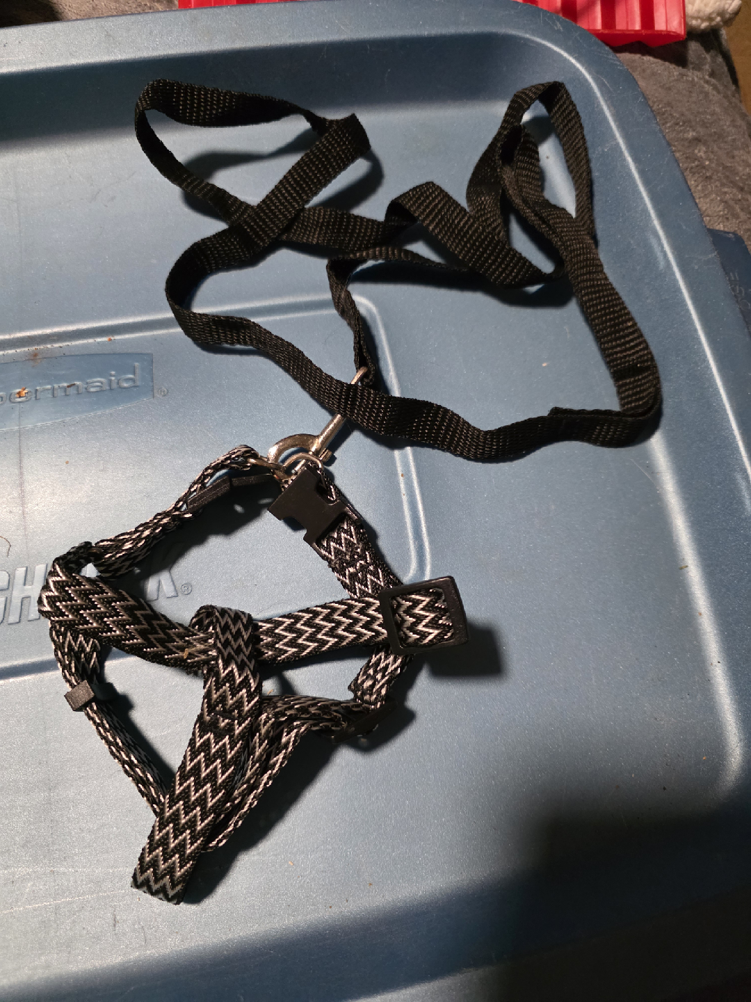 Harness and Leash Set - Black and White- Sz. Small