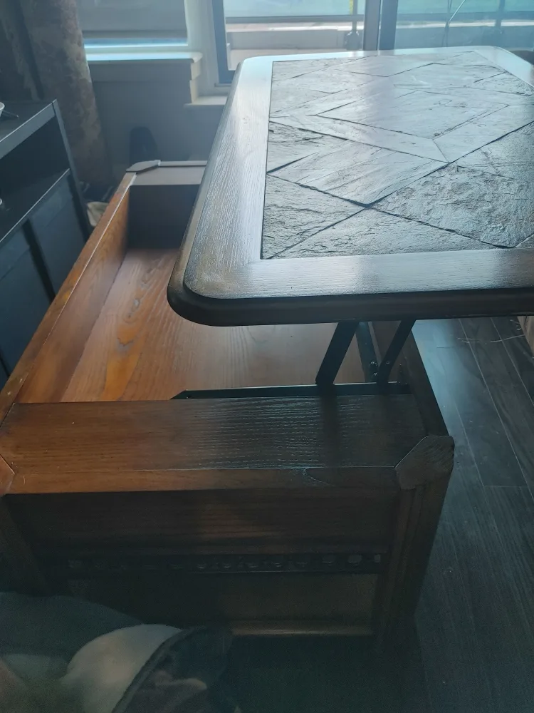 Wood Coffee Table with Slate Tile Top image indicator(2)