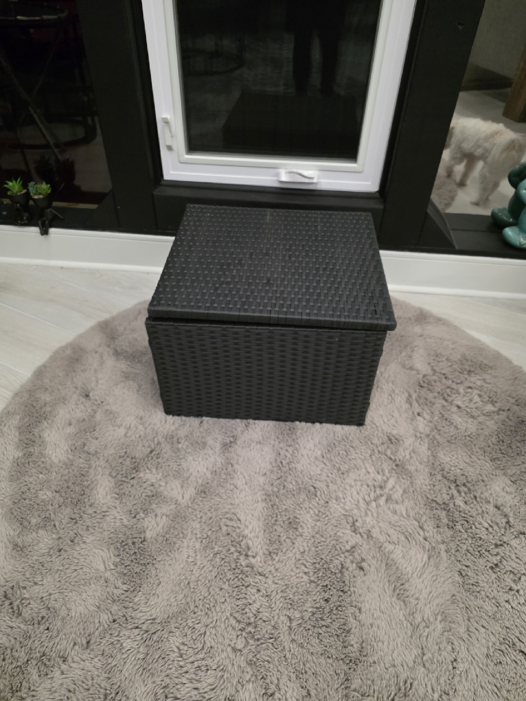 Wicker Storage Box with Lid - Black