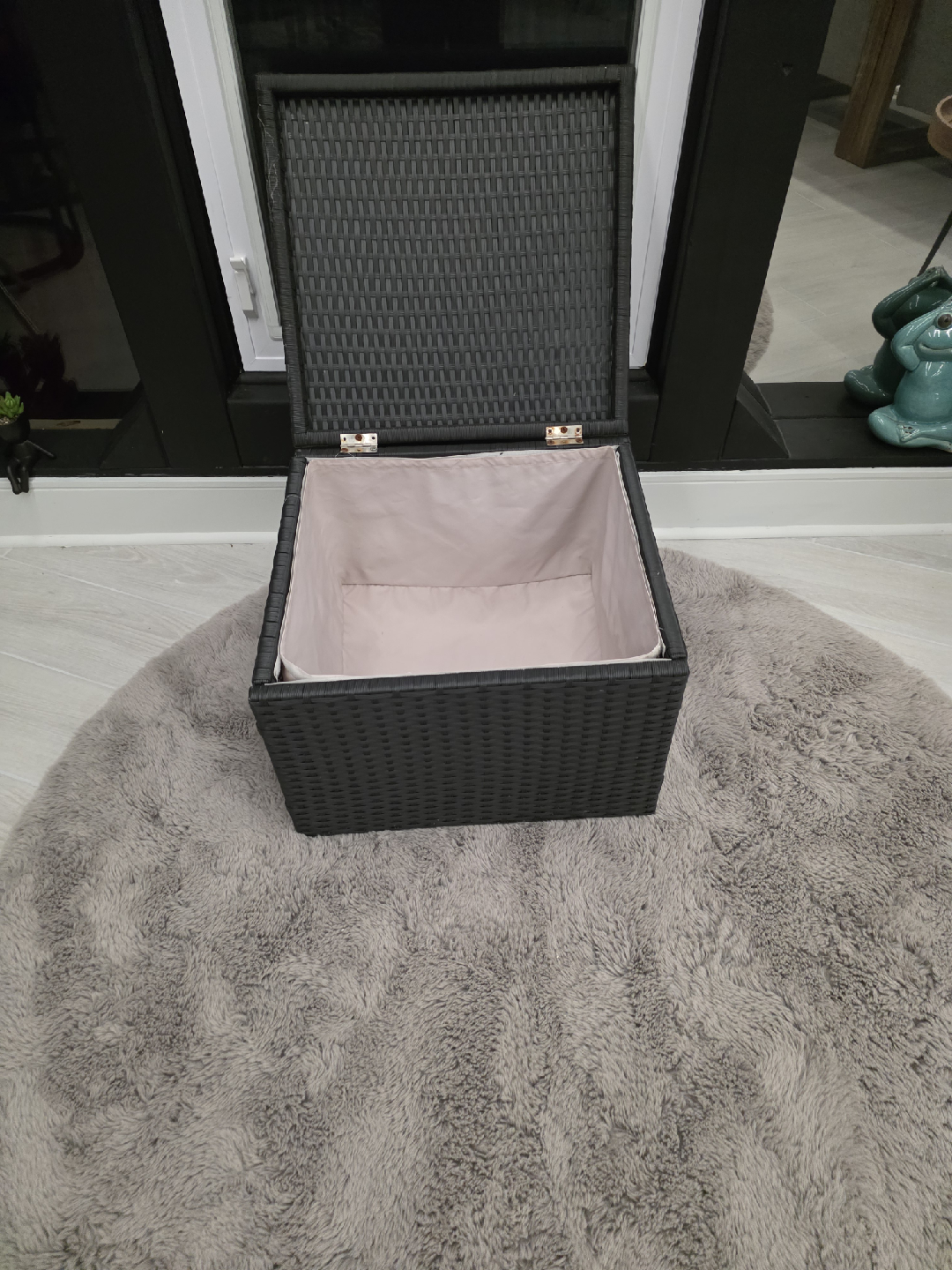 Wicker Storage Box with Lid - Black - photo 2
