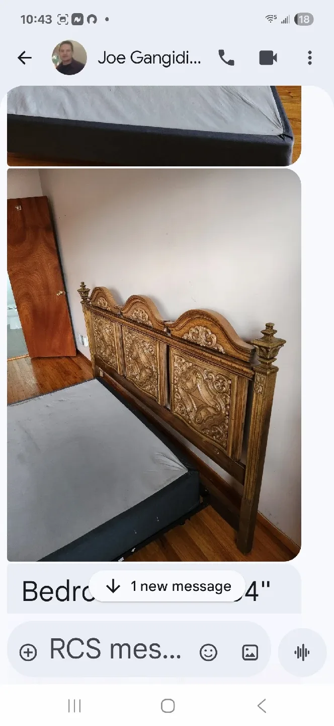 Antique Style Headboard with Carved Wood Panels image indicator(2)