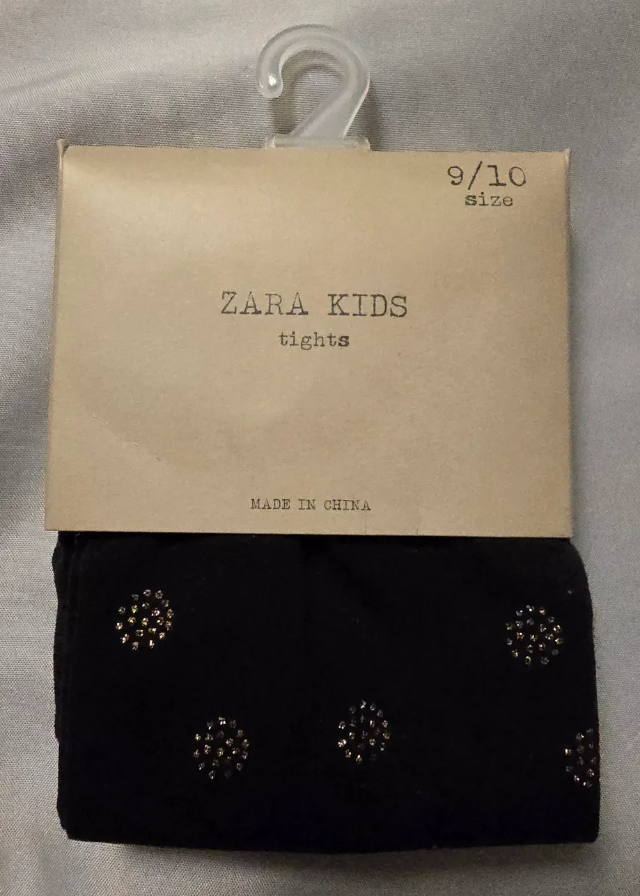 NEW! Girls Zara Kids Black Sparkle Tights! - Size 9 - 10 thumbnail