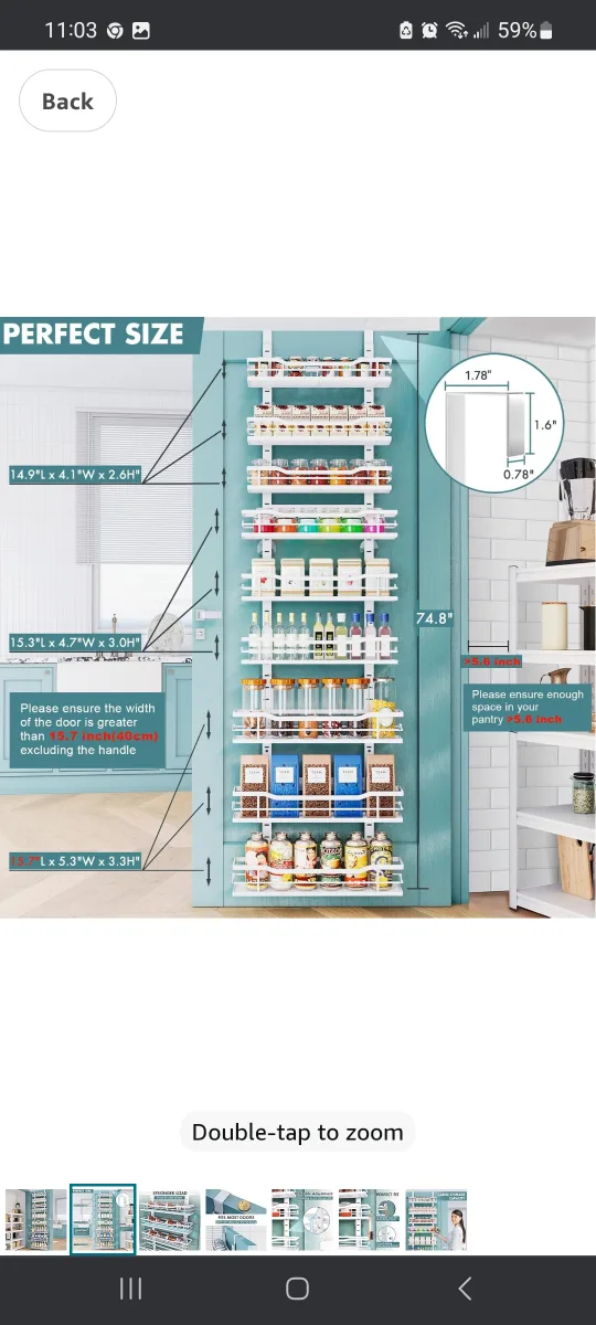 Eastherry Over The Door Pantry Organizer - White image indicator(3)
