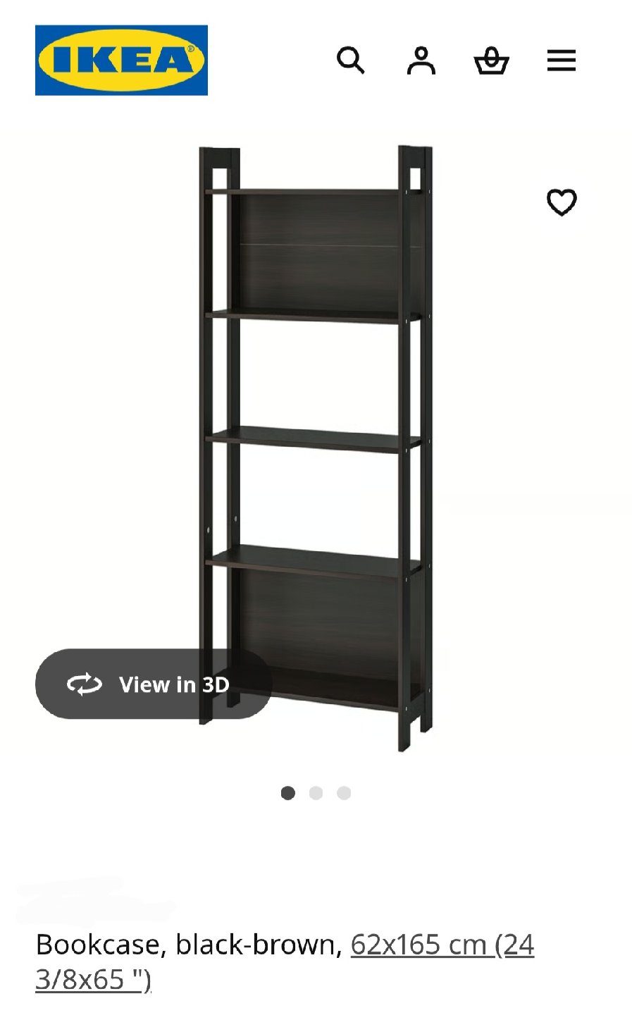 IKEA Black-Brown Bookcase - 62x165 cm