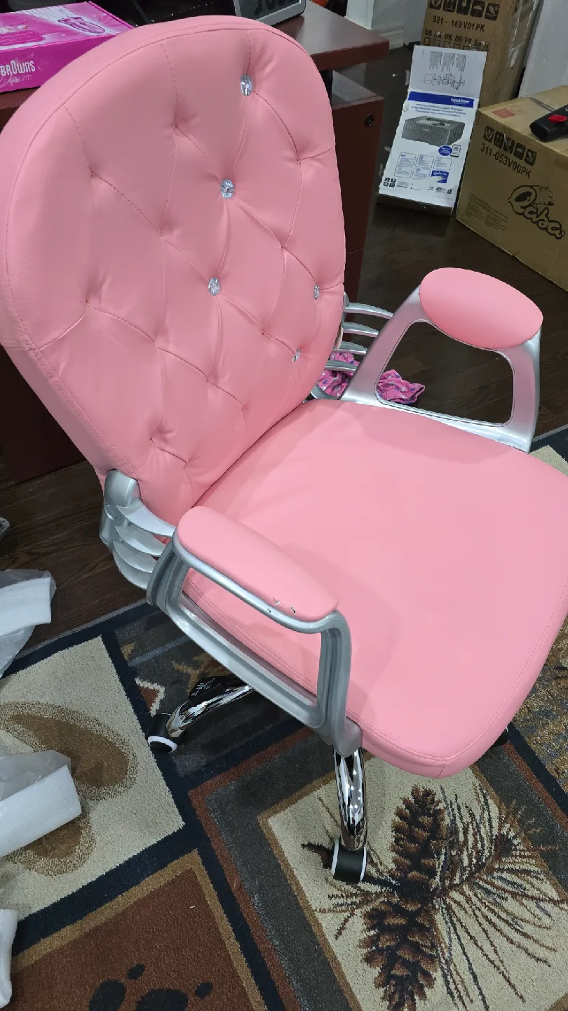 Pink Tufted Swivel Office Chair image indicator(6)