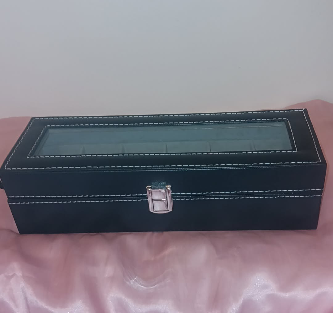 Black Leather 5 Slot Jewelry Box