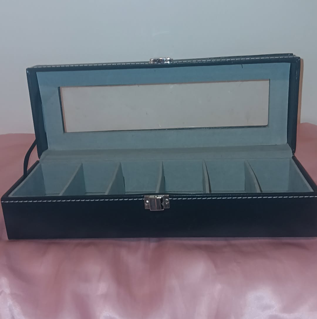 Black Leather 5 Slot Jewelry Box - photo 3