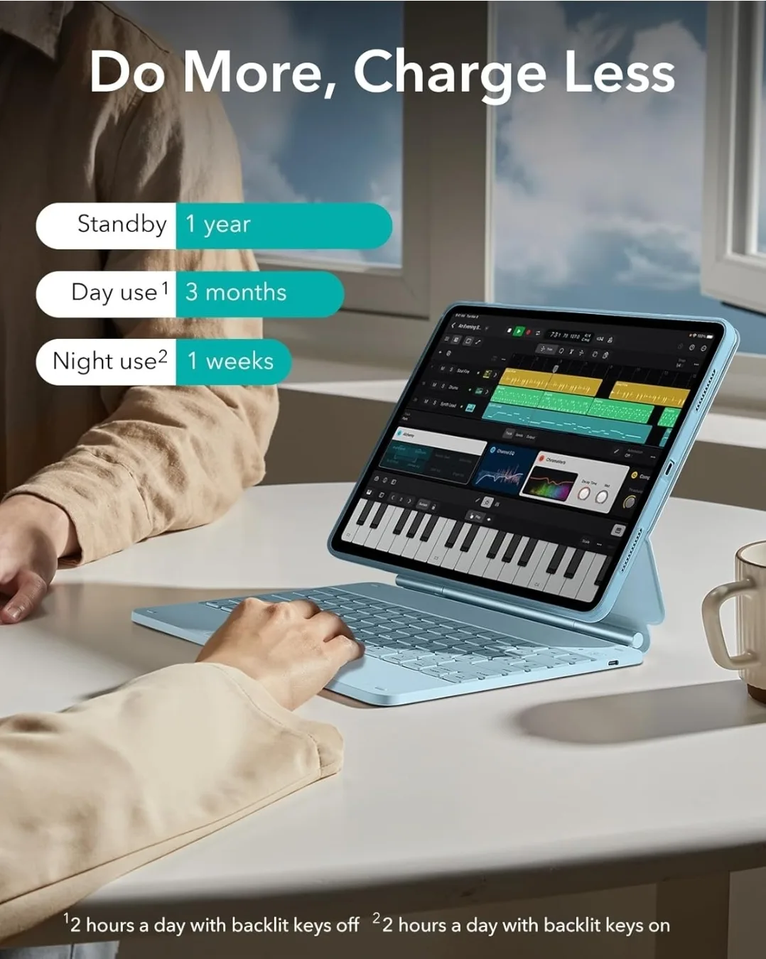 ESR iPad Air 13 Inch Case with Keyboard,  Blue image indicator(8)