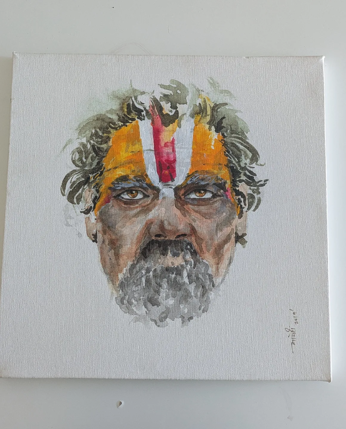 Watercolor portrait of a sadhu 2019 image indicator(3)