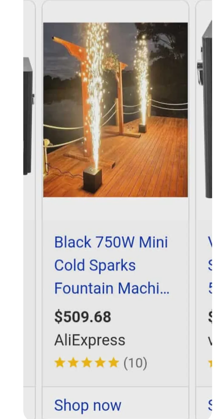 Black 750W Mini Cold Sparks Fountain Machine thumbnail