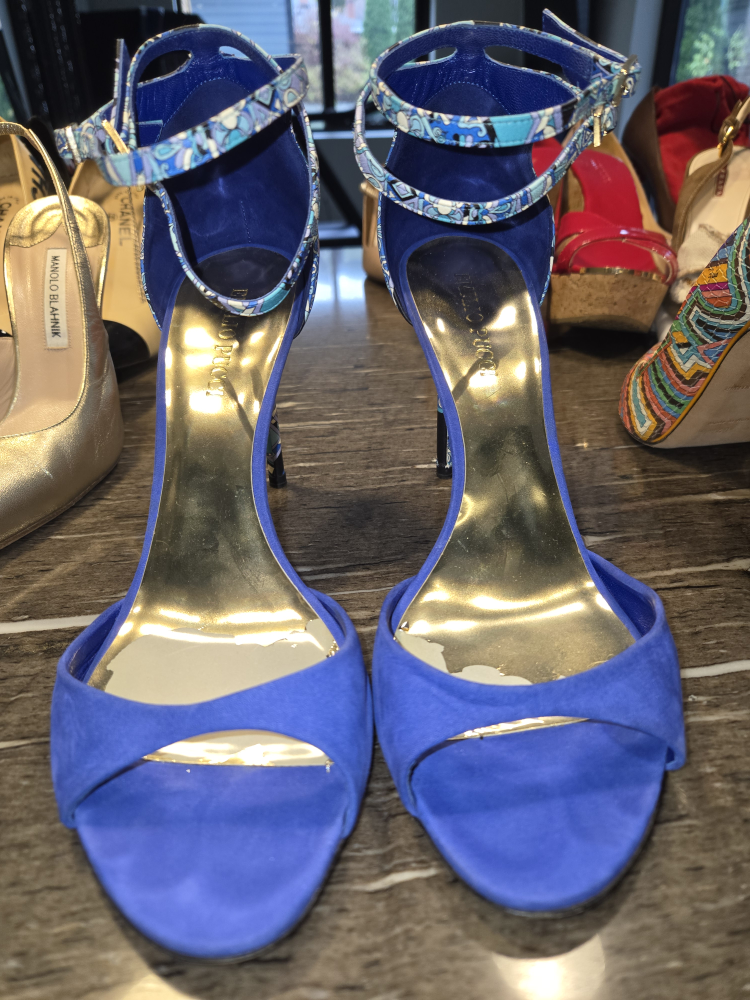 Emilio Pucci Blue Suede Heels